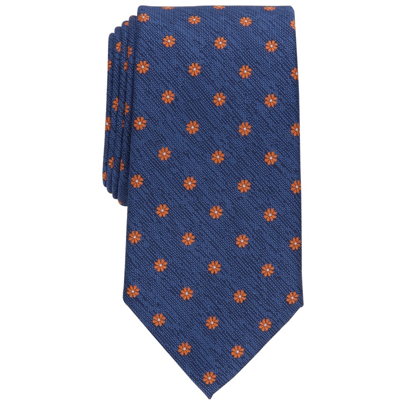 Club Room Men's Lampley Floral Tie Navy Blue Orange Necktie