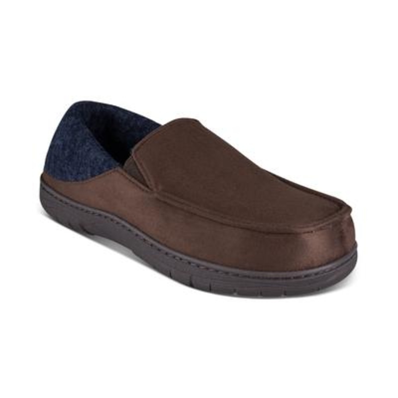 Haggar Mens Venetian Faux Suede Slippers Brown Medium 8 to 9