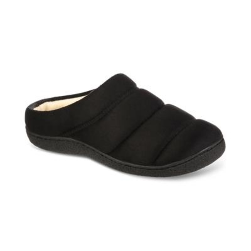 Isotoner Mens Rory Hoodback Puffer Slipper Black Large 9.5 to 10.5