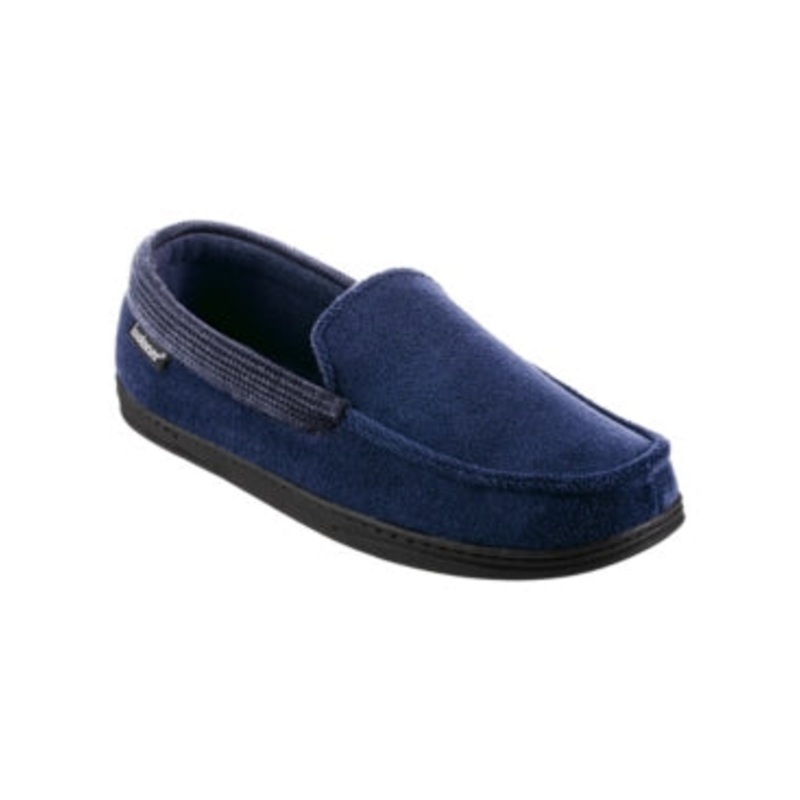Isotoner Signature Men's Memorry Foam Moccasin Slippers Navy Blue 8 To 9