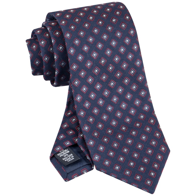 Tommy Hilfiger Men's Necktie Diamond Neat Tie Navy Red
