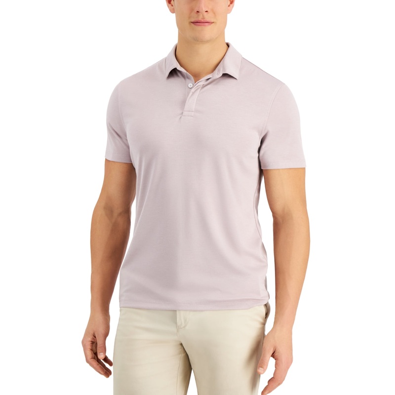 Alfani Men's AlfaTech Stretch Solid Short Sleeve Polo Shirt  Tornado Sky Medium