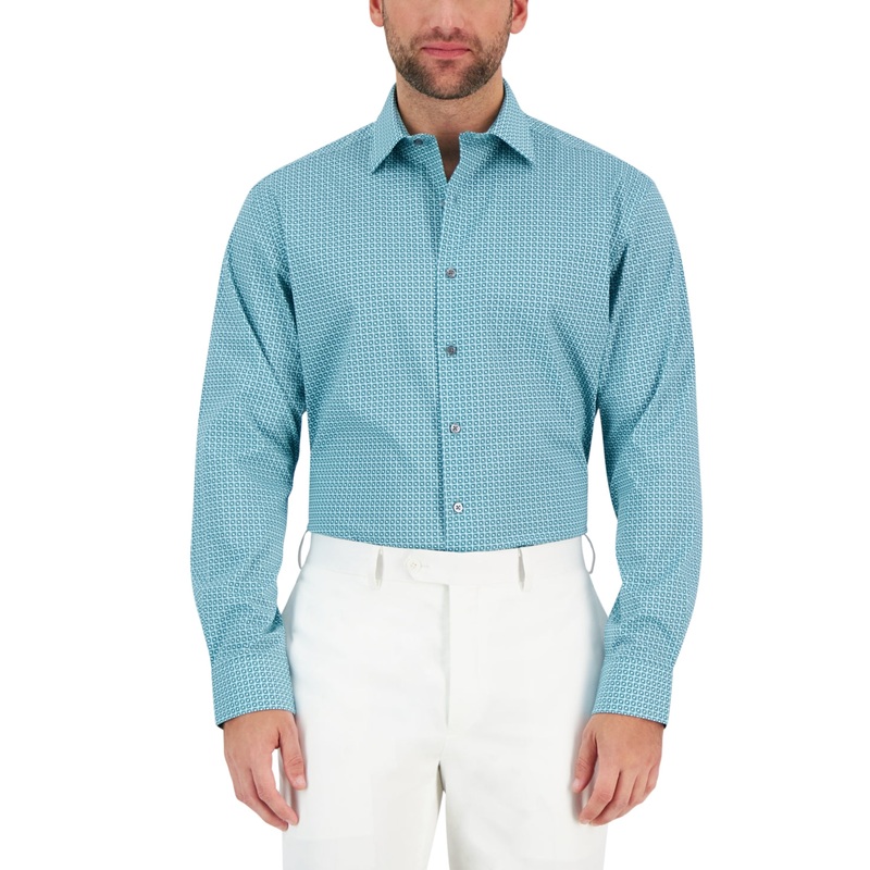 Alfani Men's Classic Regular-Fit Button Down Dress Shirt Teal 17 17 1/2 36 37