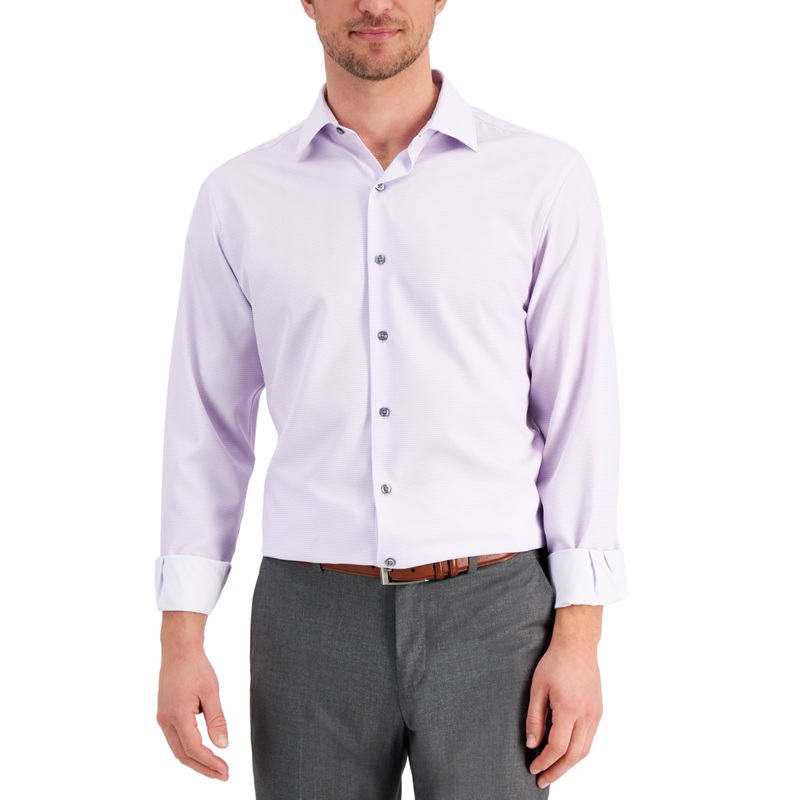 Alfani Mens Geometric Print Purple Button Down Dress Shirt 16 - 16.5 / 32 - 33