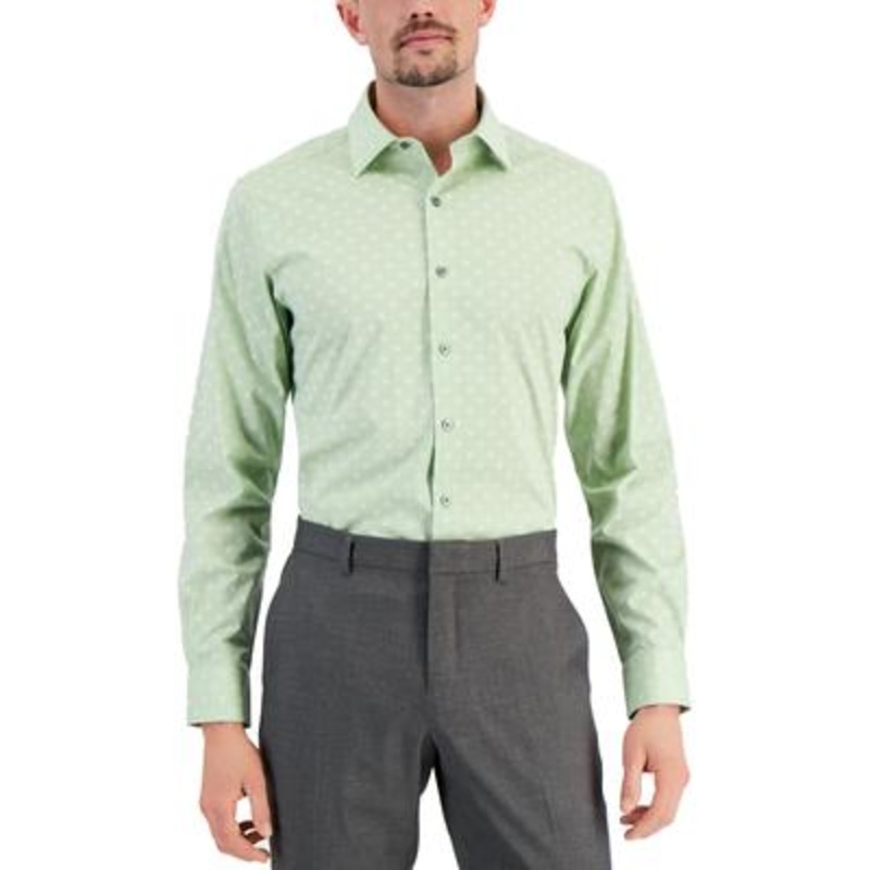 Alfani Mens Long Sleeve Button Down Dress Shirt Sage Green 16.5 32 33
