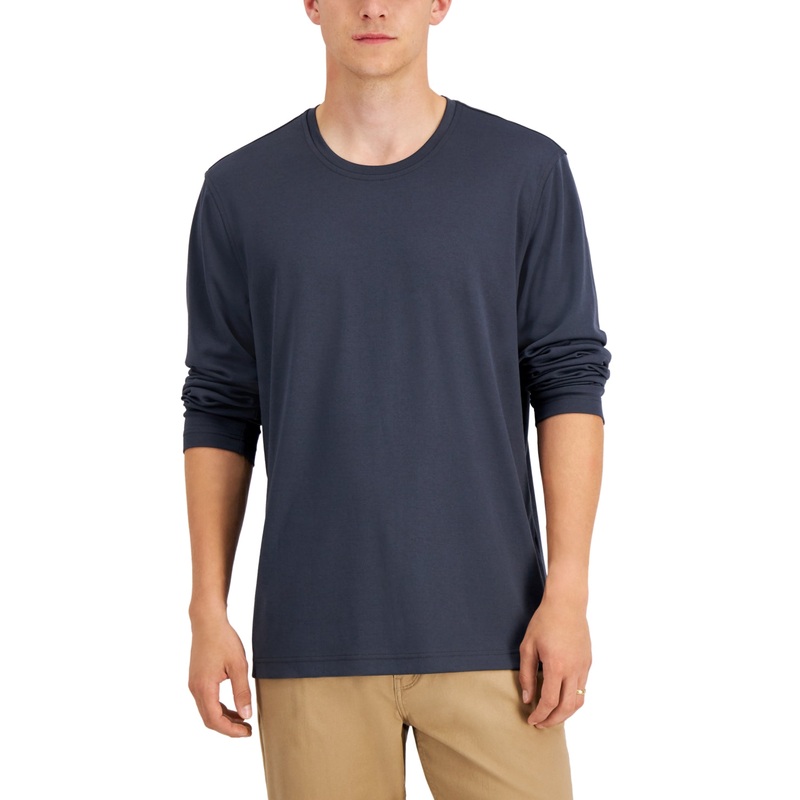 Alfani Men's Crewneck Long Sleeve T Shirt Dark Lead Grey Medium