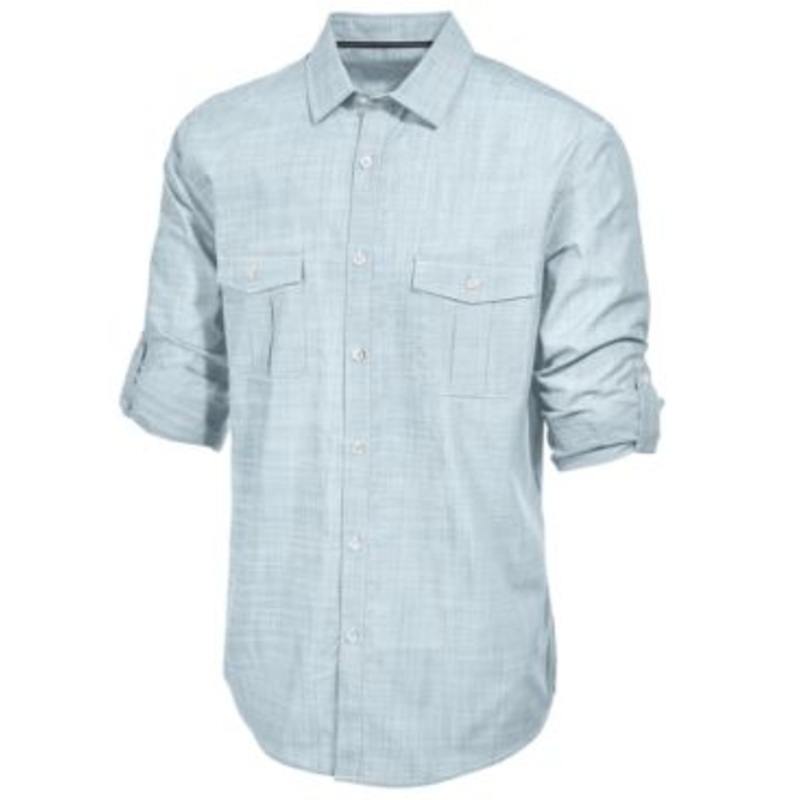 Alfani Men's Long Sleeve Button Down Warren Shirt Blue Large