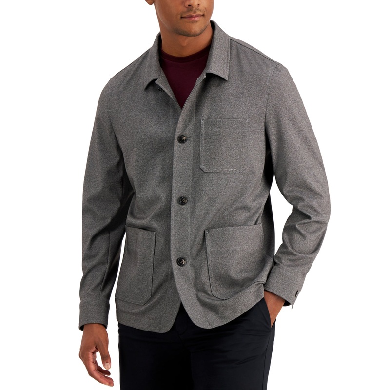 Alfani Men's Regular Fit Shirt Jacket Heather Grey  2XL