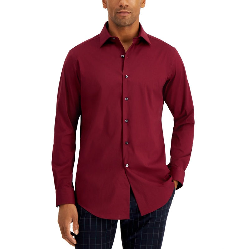 Alfani Mens Slim Fit Wrinkle Resistant Red Button Down Shirt 15 - 15.5 / 32 - 33
