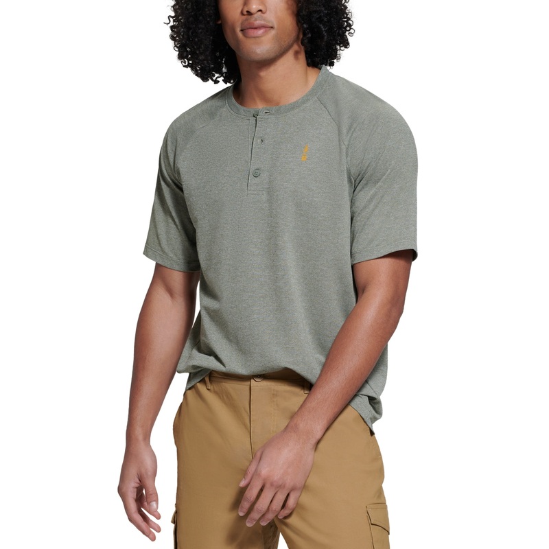 BASS OUTDOOR Mens Hilltop Henley Short Sleeve T Shirt Deep Lichen Green Large