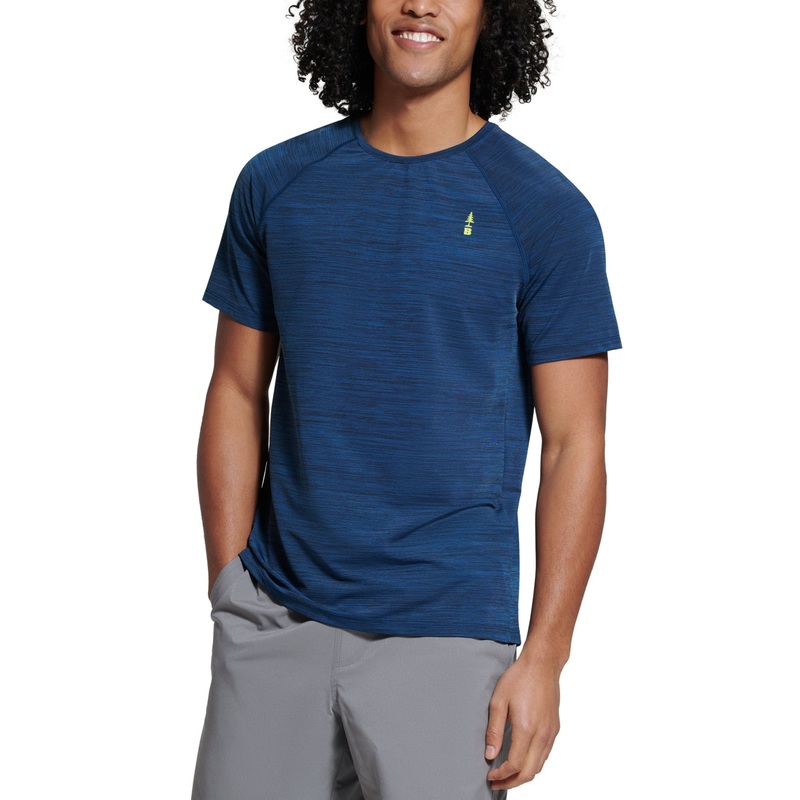 BASS OUTDOOR Mens Performance Logo Short Sleeve T Shirt Blue XL