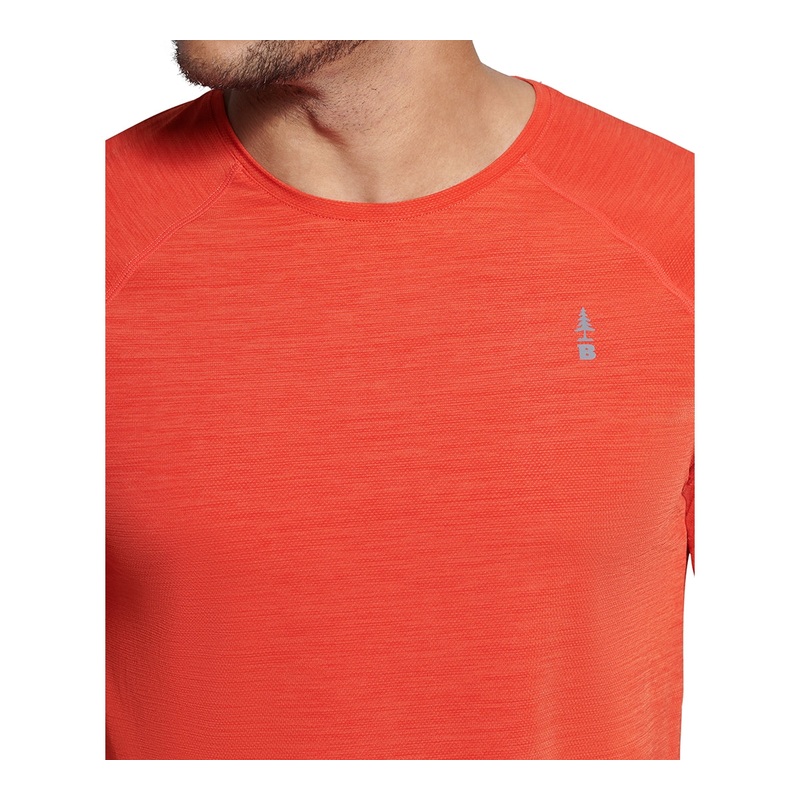 BASS OUTDOOR Mens Performance Logo Short Sleeve T Shirt Paprika  Medium