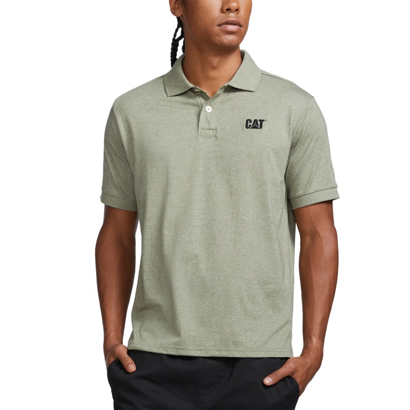 Caterpills Mens Foundation J Marshland Short Sleeve Polo Shirt Heather Green 2XL