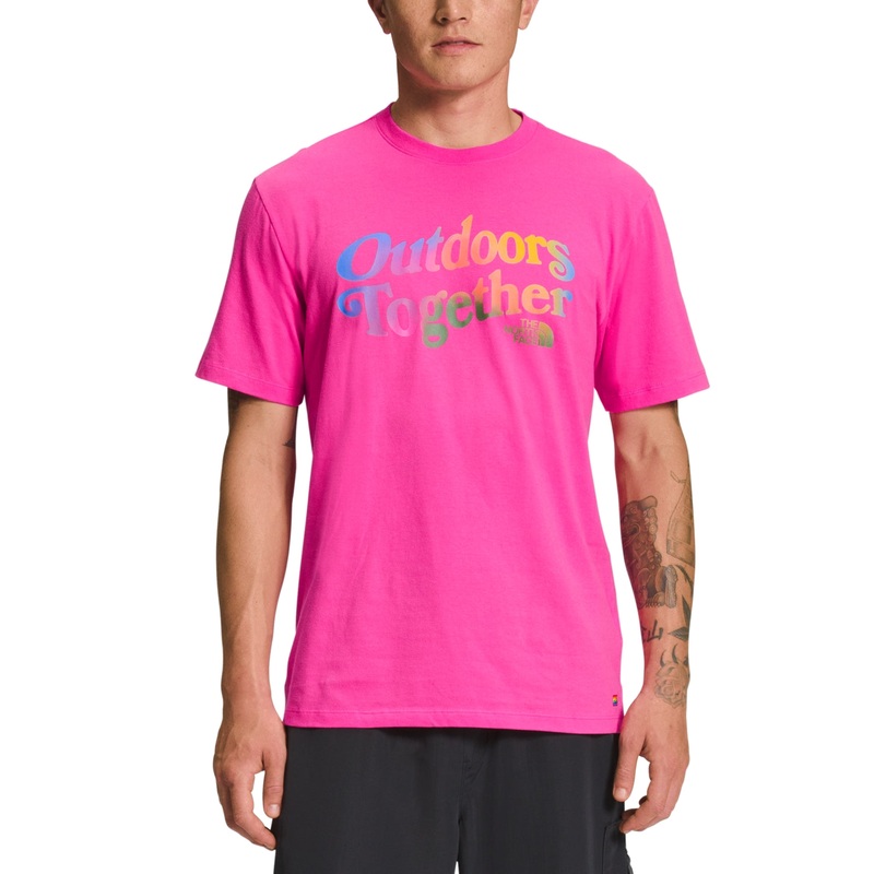 The North Face Men's Pride Crewneck Short Sleeve T Shirt Pink Small