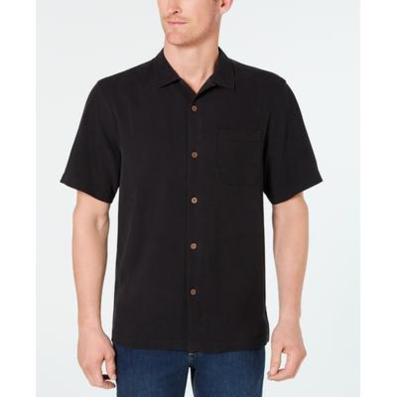 Tommy Bahama Mens Silk Short Sleeve Button Down Shirt Weekend Tropics Black 3XL