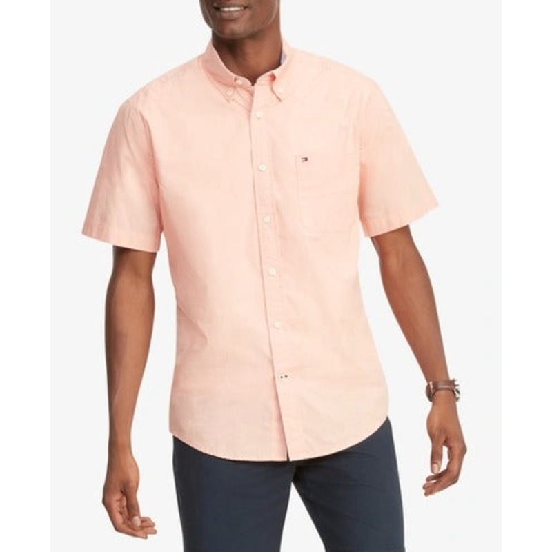 Tommy Hilfiger Men's Maxwell Classic Fit Short Sleeve Shirt XXL Pink
