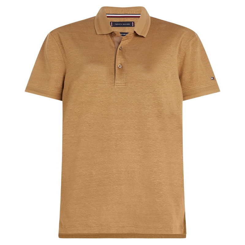 Tommy Hilfiger Men's Slim-Fit Flex Short Sleeve Polo Shirt Khaki Large