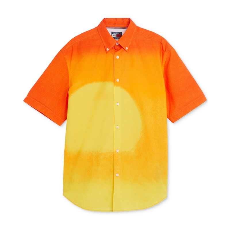 Tommy Hilfiger Mens Sunset Button Down Shirt Deep Orange 3XL