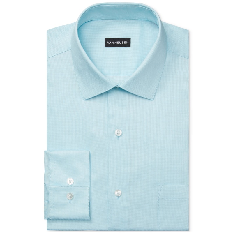 Van Heusen Men's Stain Shield Bermuda Blue Button Down Shirt 16 - 16.5 / 32 - 33