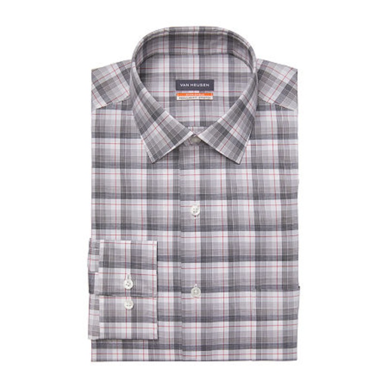 Van Heusen Men's Stain Shield Button Down Shirt Steel Grey XL 17 - 17.5 /34 - 35