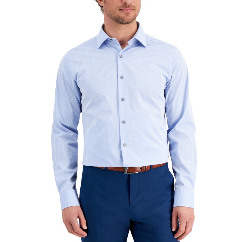 Alfani Men's Light Blue Dobby Button Down Slim Dress Shirt 15-15.5 /  32 - 33