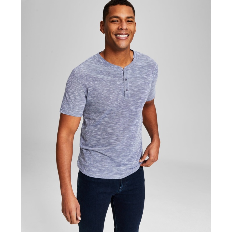 And Now This Men's Textured Short-Sleeve T Shirt Blue Medium