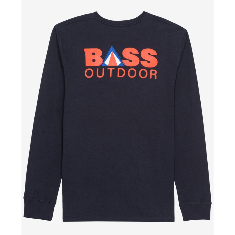 BASS OUTDOOR Mens Campa Bro Long Sleeve T Shirt Medium Dress Blue