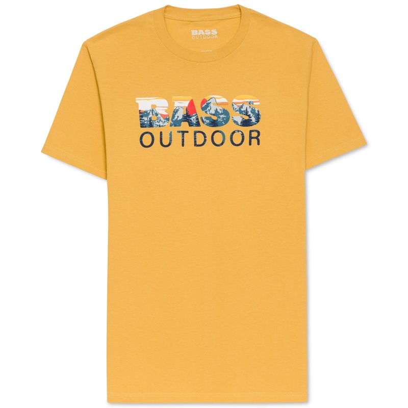 BASS OUTDOOR Mens Mountain Logo Short Sleeve T-Shirt Mustard XL