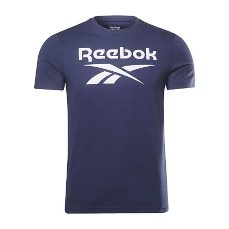 Reebok Mens Logo Short Sleeve T-Shirt Navy White Small