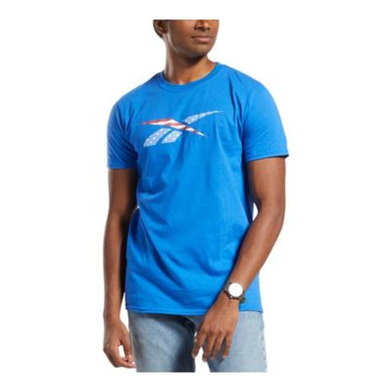 Reebok Mens Vector Short Sleeve Crewneck T Shirt Royal Blue XL