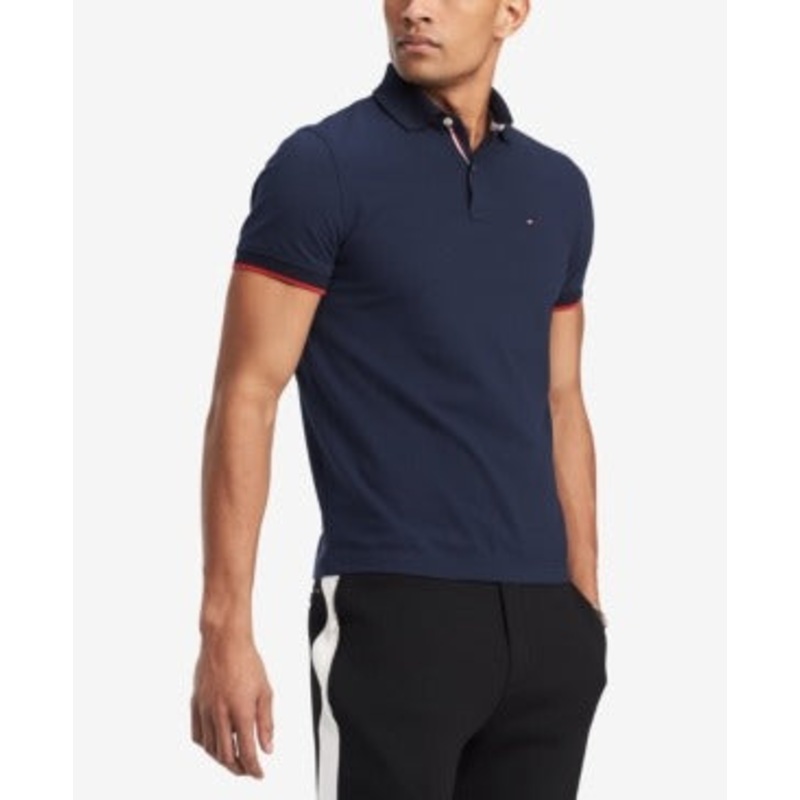 Tommy Hilfiger Men's Custom-Fit Cotton Polo Shirt Navy Sky Captain XL
