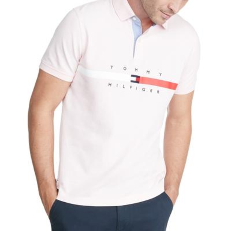 Tommy Hilfiger Mens TH Flex Short Sleeve Polo Shirt Pink Dust 3XL