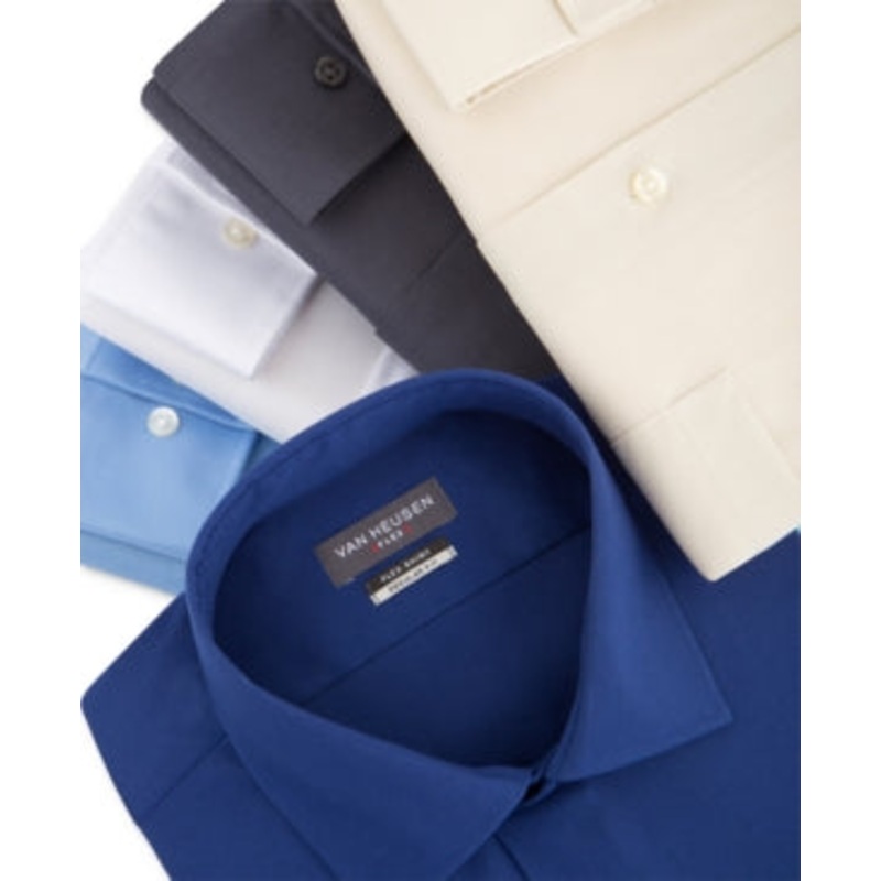 Van Heusen Mens Classic Regular Fit Shirt Blue Button Down Shirt 16.5 / 32 - 33