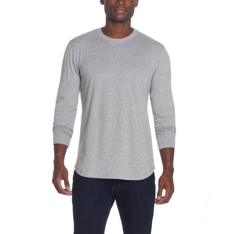 Weatherproof Vintage Mens Long Sleeve Crewneck Shirt Grey Small
