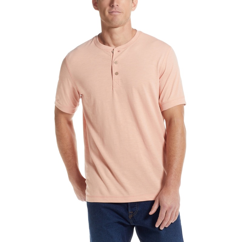 Weatherproof Vintage Mens Short Sleeve Henley T Shirt Dusty Pink 3XL