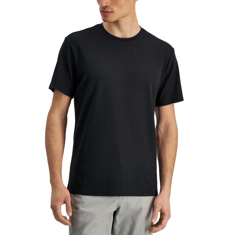 Alfani Mens Drop Needle Short Sleeve T Shirt Limo Black 2XL