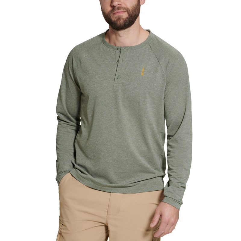 Bass Outdoor Hilltop Long Sleeve Henley T Shirt Lichen Green Medium
