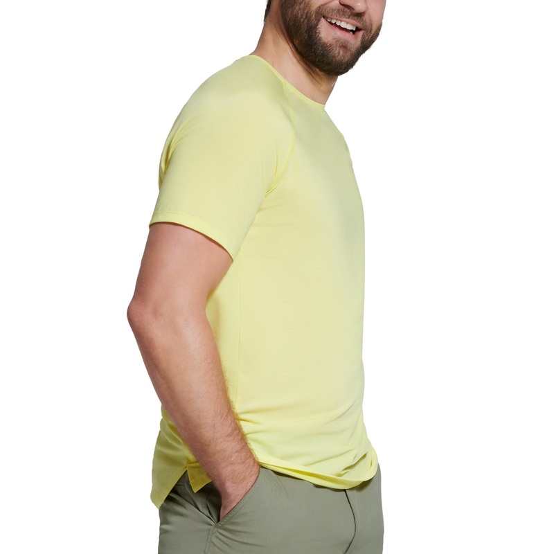 BASS OUTDOOR Men's Path Performance Short Sleeve T Shirt Sulpher Yellow Small
