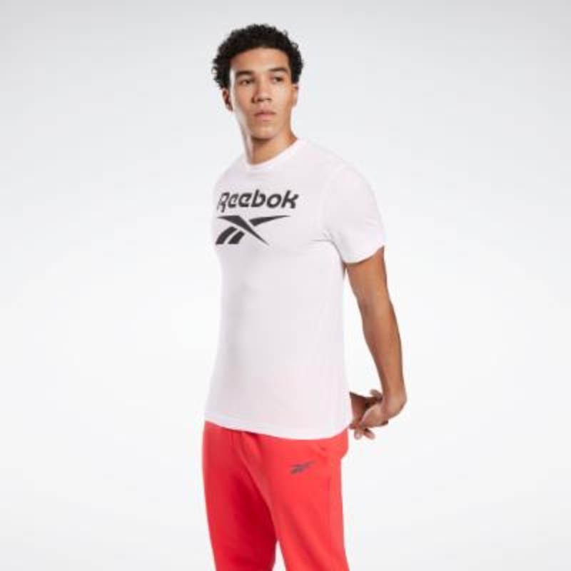 Reebok Men's Logo Short Sleeve T Shirt White Medium