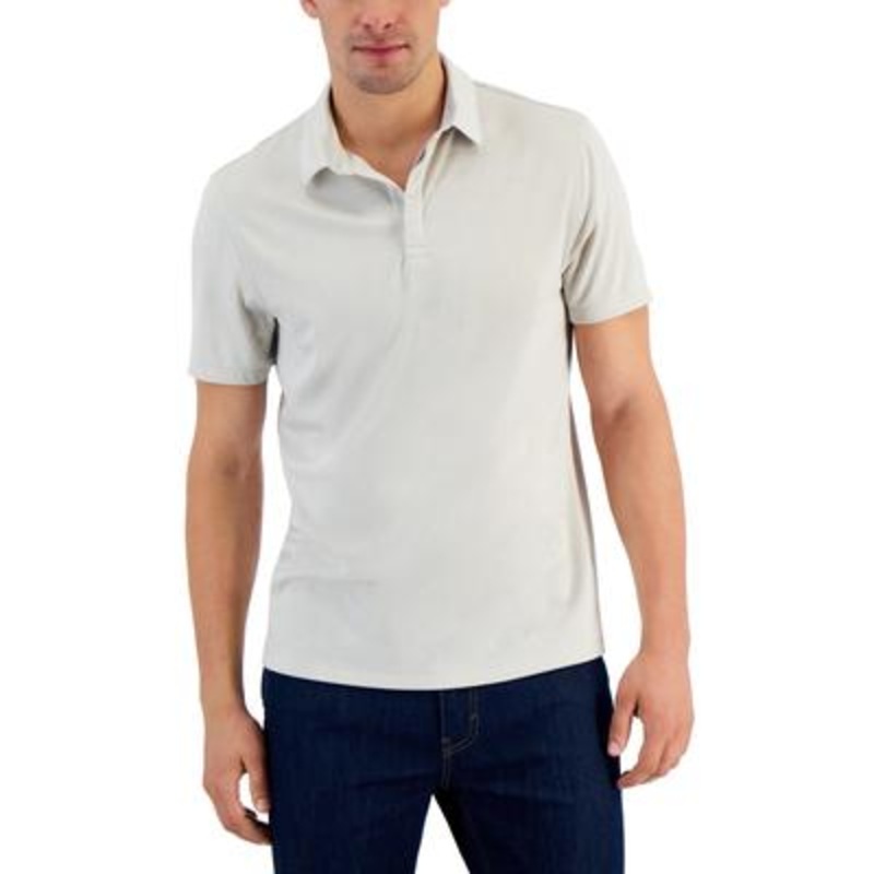 Alfani Men's Alfatech Stretch Solid Polo Shirt  Moonstruck Beige Medium