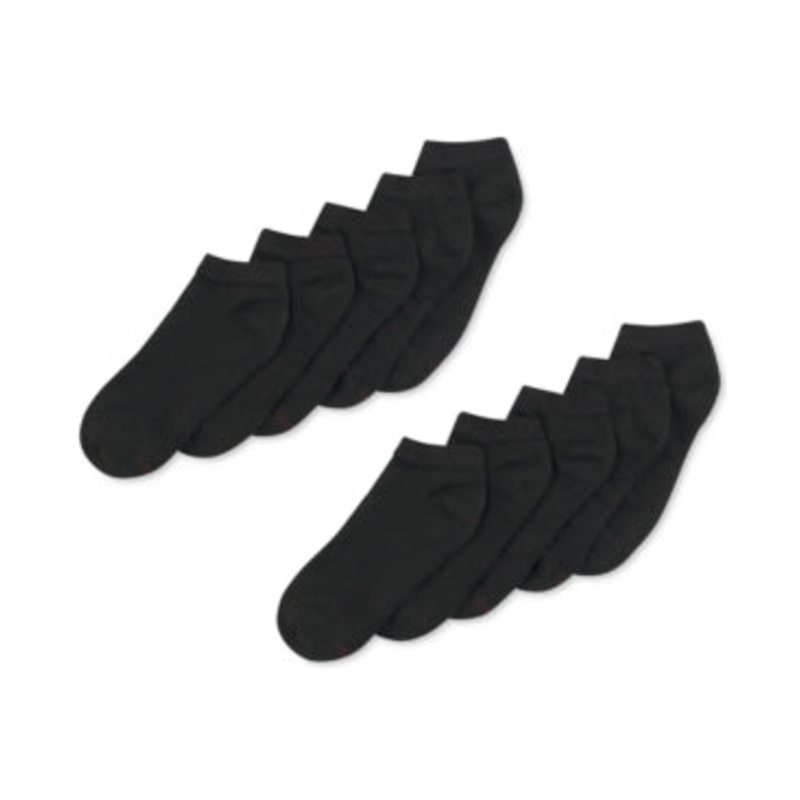 Hanes Men's 10 Pk Cushioned Low Cut Socks Black