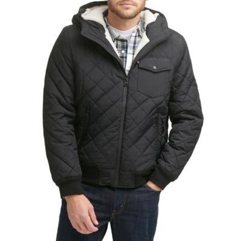 Levi's Men's Diamond Quilted Sherpa Jacket Medium Black