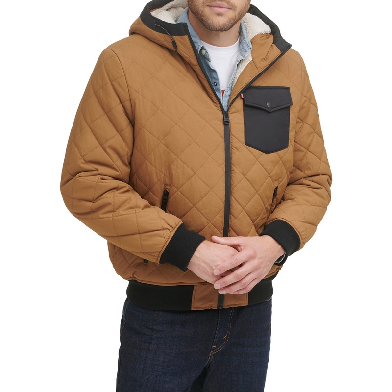 Levi's Men's Diamond Quilted Sherpa Jacket Medium Worker Brown