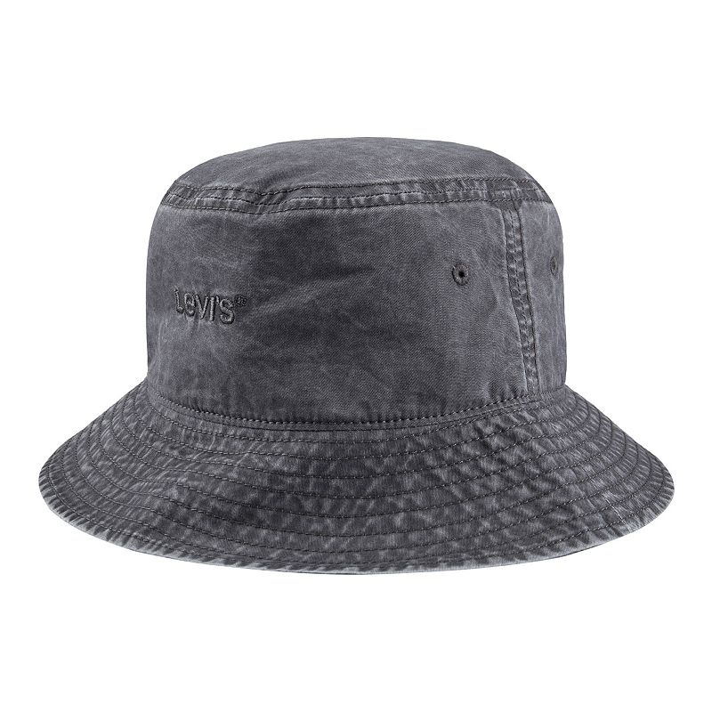 Levis Mens Embroidered Logo Bucket Hat Charcoal Small Medium