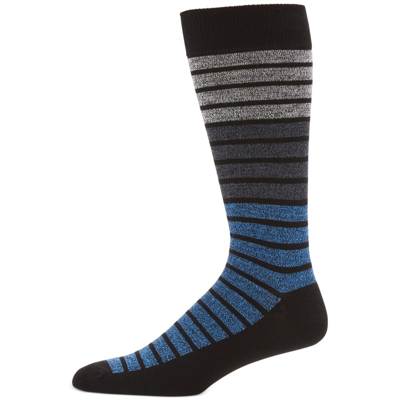 Perry Ellis Portfolio Men's Colorblocked Stripe Moisture Wicking Black Socks