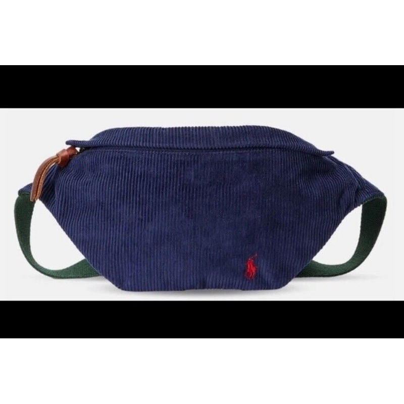 Polo Ralph Lauren Mens Corduroy Navy Fanny Pack Waist Bag Navy Blue