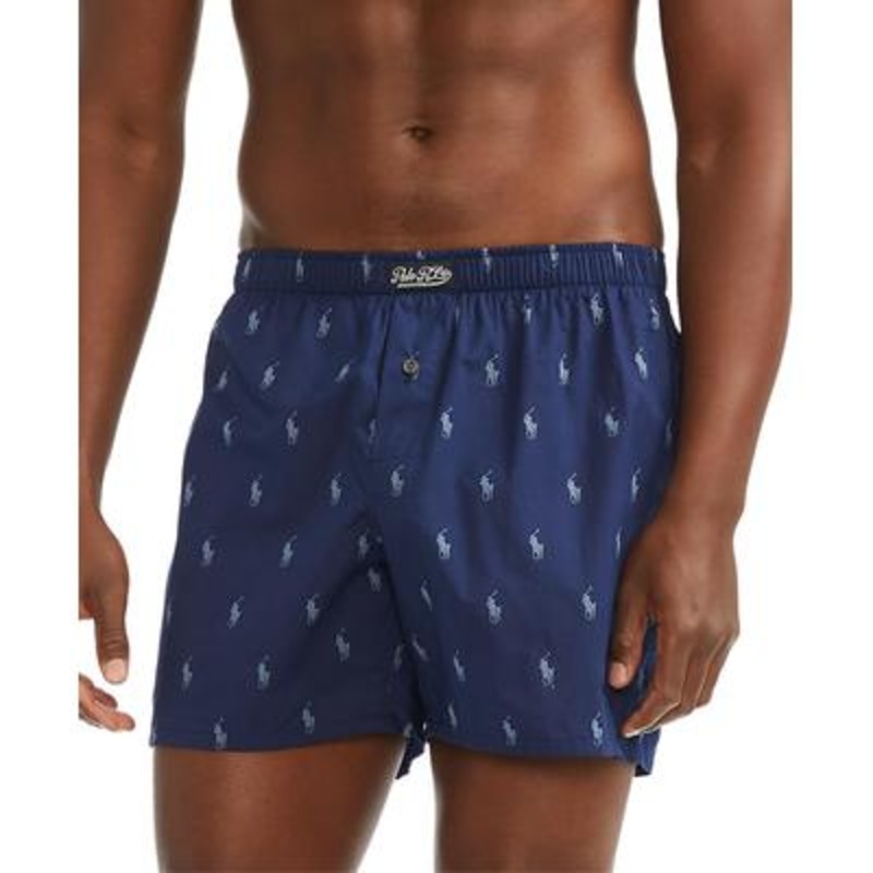 Polo Ralph Lauren Mens Underwear Allover Pony Print Boxers Blue Small