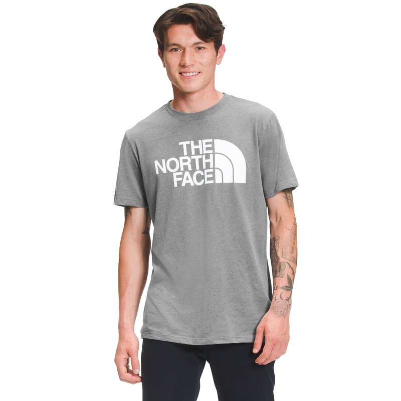 The North Face Mens Half Dome Logo Short Sleeve Crewneck  T-Shirt Grey Large