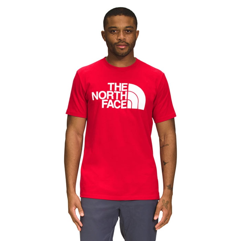 The North Face Mens Half Dome Logo Short Sleeve Crewneck  T-Shirt Red Medium