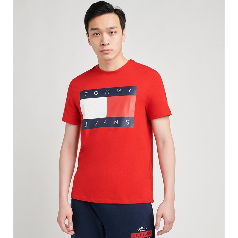 Tommy Hilfiger Mens Flag Short Sleeve Tee Shirt Red Size XL Cotton Jimmy Jazz